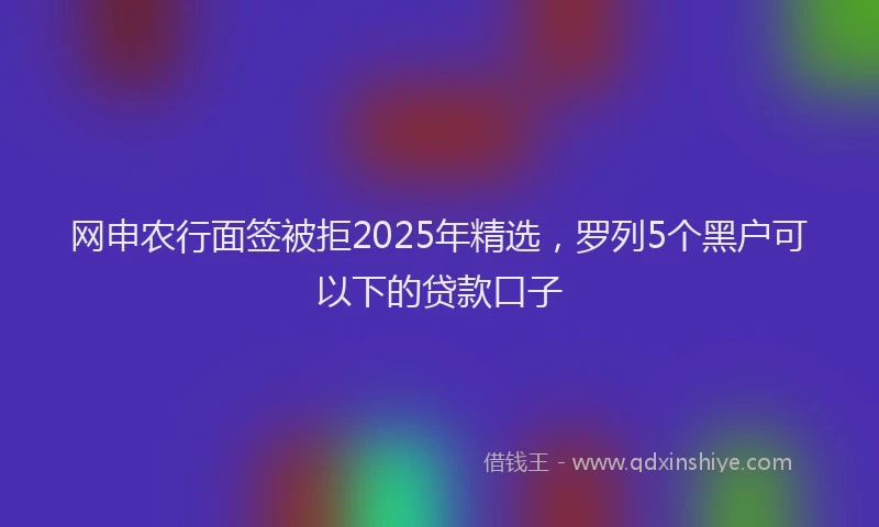 网申农行面签被拒2025年精选，罗列5个黑户可以下的贷款口子