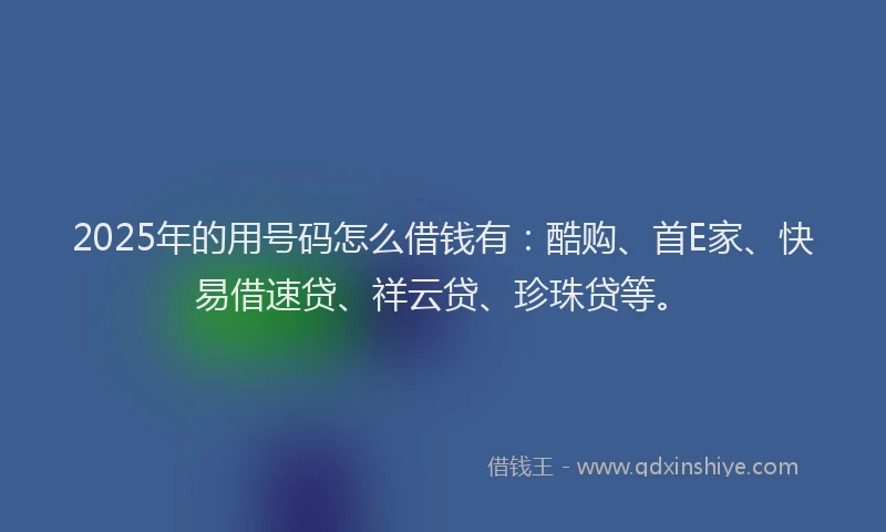 2025年的用号码怎么借钱有：酷购、首E家、快易借速贷、祥云贷、珍珠贷等。
