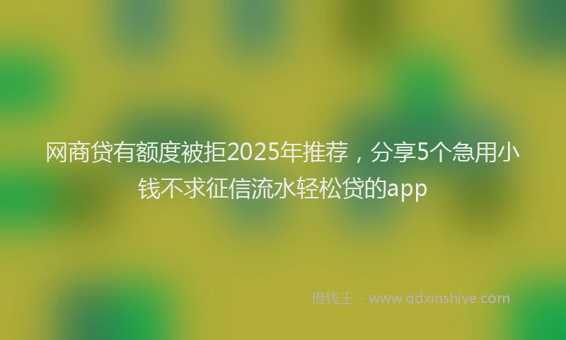 网商贷有额度被拒2025年推荐，分享5个急用小钱不求征信流水轻松贷的app