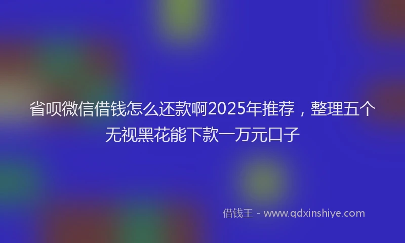 省呗微信借钱怎么还款啊2025年推荐，整理五个无视黑花能下款一万元口子