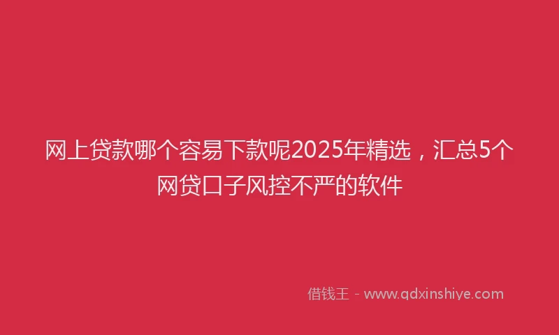 网上贷款哪个容易下款呢2025年精选，汇总5个网贷口子风控不严的软件