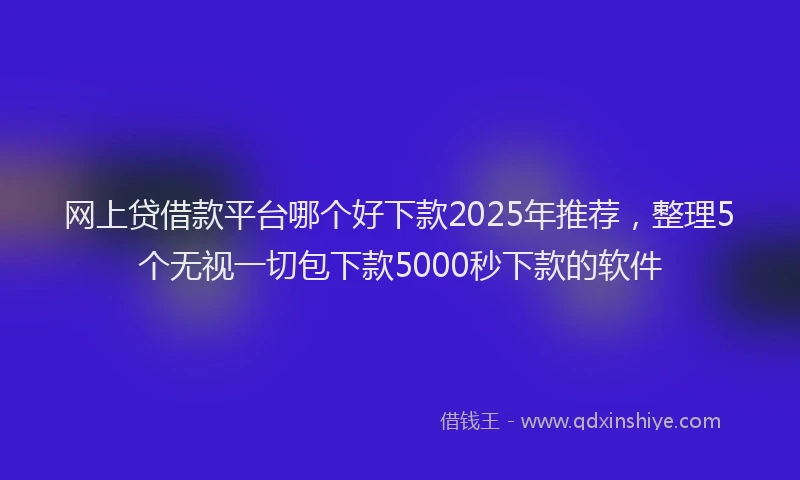 网上贷借款平台哪个好下款2025年推荐，整理5个无视一切包下款5000秒下款的软件