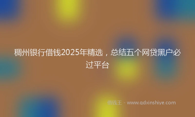 稠州银行借钱2025年精选，总结五个网贷黑户必过平台