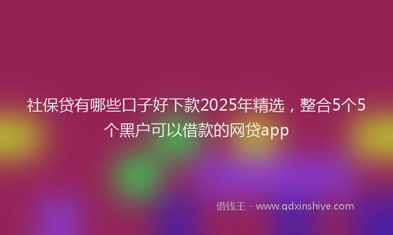 社保贷有哪些口子好下款2025年精选，整合5个5个黑户可以借款的网贷app