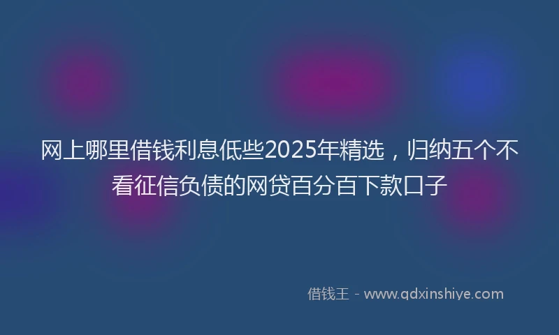 网上哪里借钱利息低些2025年精选，归纳五个不看征信负债的网贷百分百下款口子