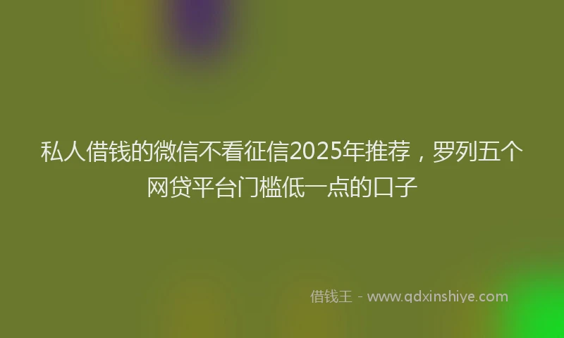 私人借钱的微信不看征信2025年推荐，罗列五个网贷平台门槛低一点的口子