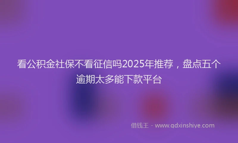 看公积金社保不看征信吗2025年推荐，盘点五个逾期太多能下款平台