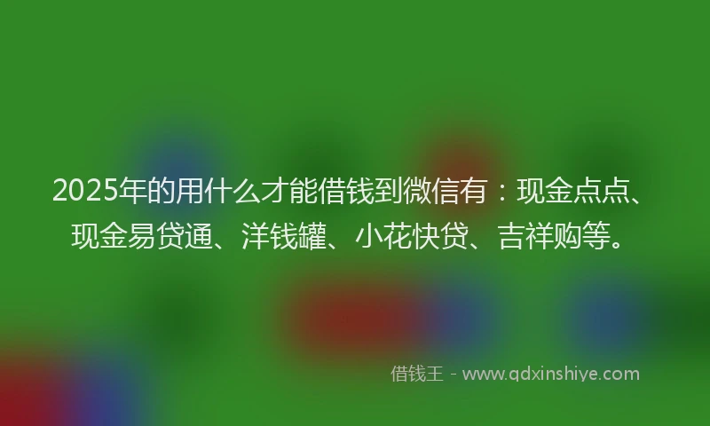 2025年的用什么才能借钱到微信有：现金点点、现金易贷通、洋钱罐、小花快贷、吉祥购等。