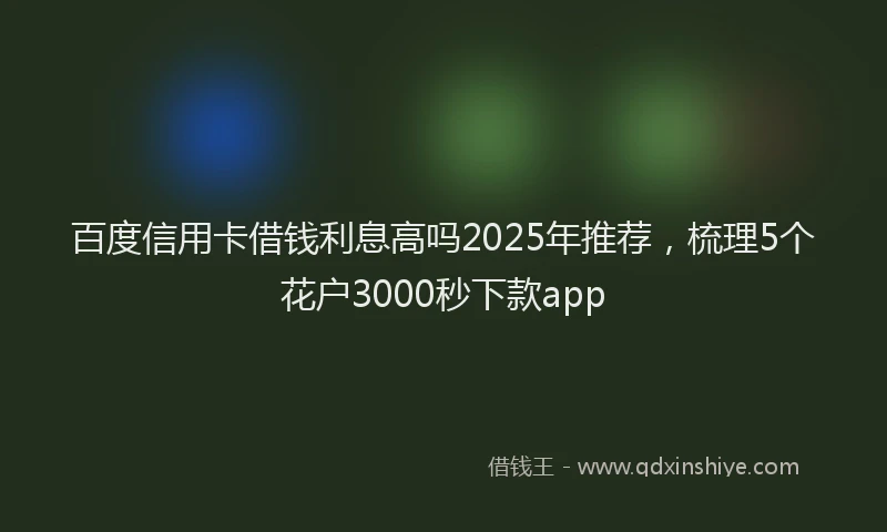 百度信用卡借钱利息高吗2025年推荐，梳理5个花户3000秒下款app