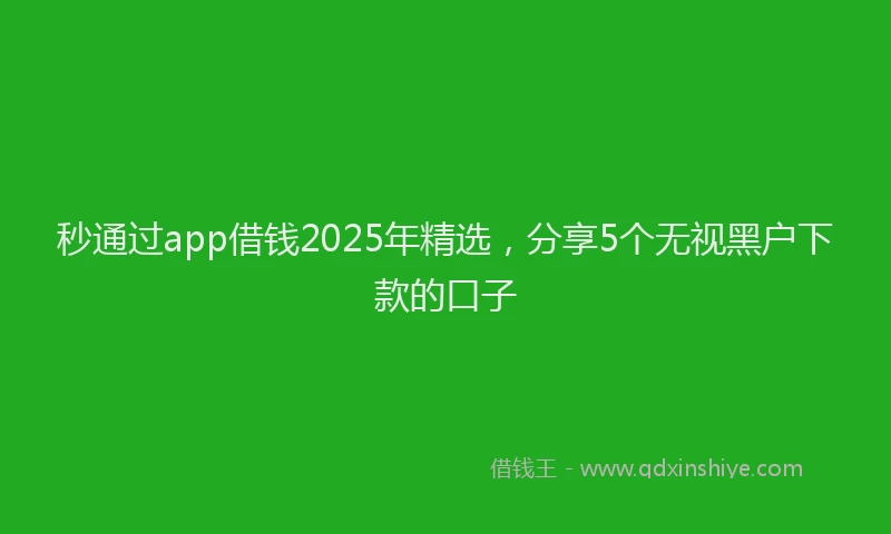秒通过app借钱2025年精选，分享5个无视黑户下款的口子