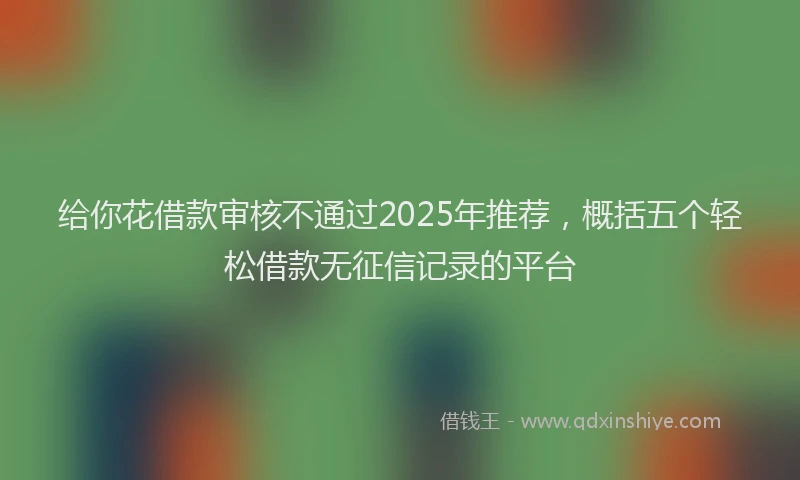 给你花借款审核不通过2025年推荐，概括五个轻松借款无征信记录的平台