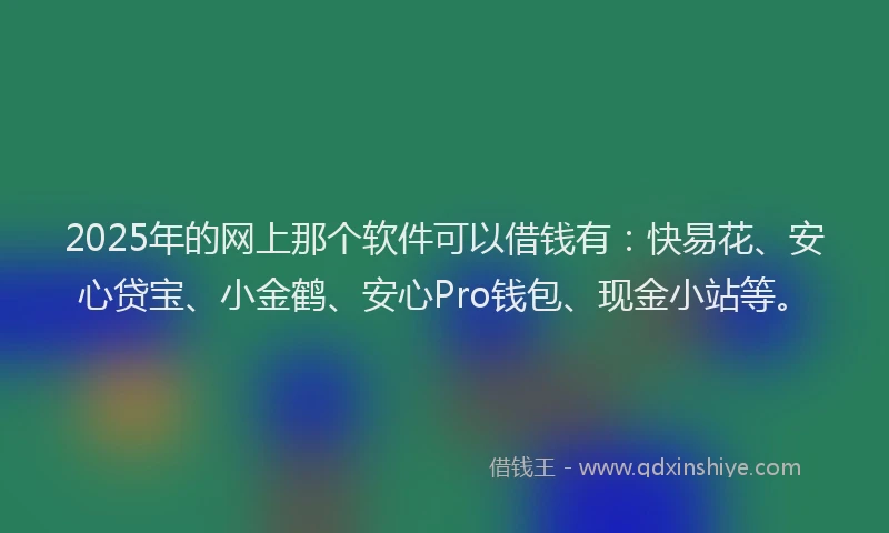2025年的网上那个软件可以借钱有：快易花、安心贷宝、小金鹤、安心Pro钱包、现金小站等。