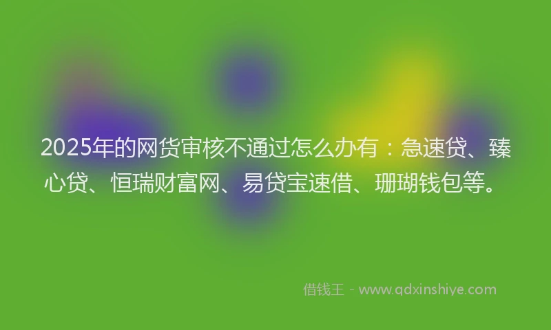 2025年的网货审核不通过怎么办有：急速贷、臻心贷、恒瑞财富网、易贷宝速借、珊瑚钱包等。