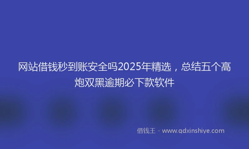 网站借钱秒到账安全吗2025年精选，总结五个高炮双黑逾期必下款软件