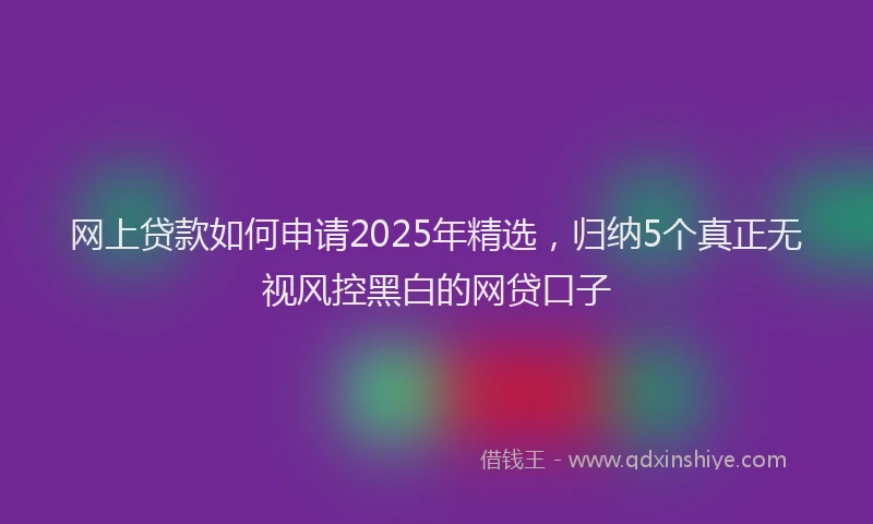 网上贷款如何申请2025年精选，归纳5个真正无视风控黑白的网贷口子
