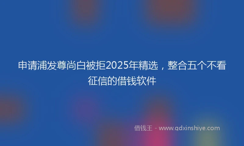 申请浦发尊尚白被拒2025年精选，整合五个不看征信的借钱软件