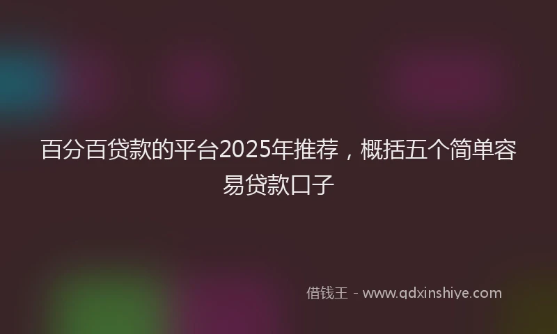百分百贷款的平台2025年推荐，概括五个简单容易贷款口子