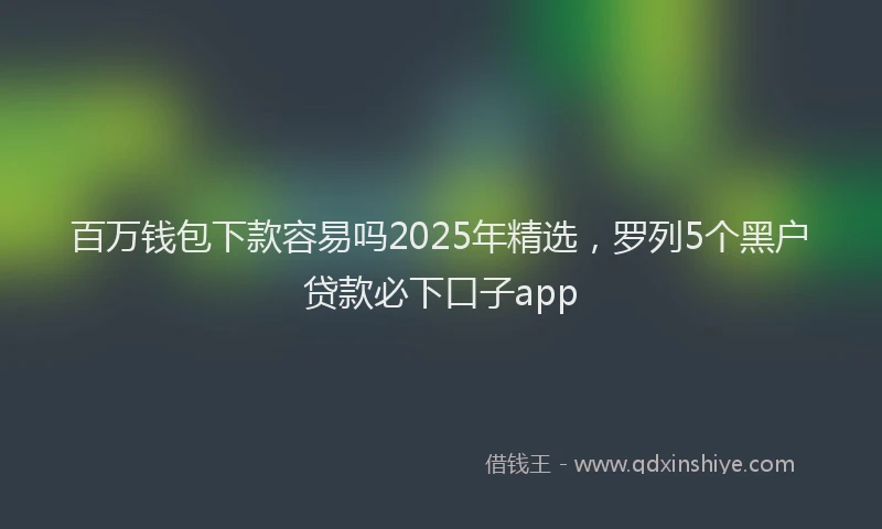 百万钱包下款容易吗2025年精选，罗列5个黑户贷款必下口子app