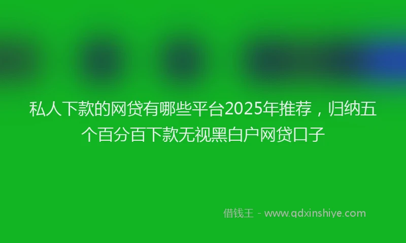 私人下款的网贷有哪些平台2025年推荐，归纳五个百分百下款无视黑白户网贷口子