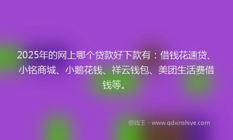 2025年的网上哪个贷款好下款有：借钱花速贷、小铭商城、小鹅花钱、祥云钱包、美团生活费借钱等。