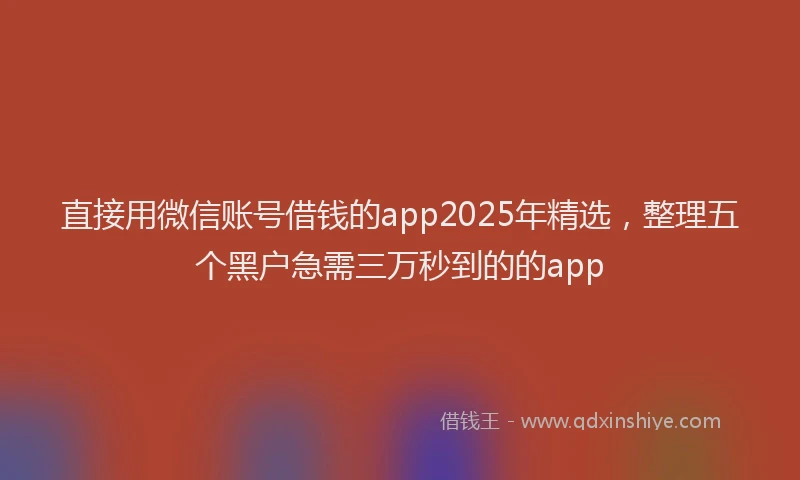 直接用微信账号借钱的app2025年精选，整理五个黑户急需三万秒到的的app