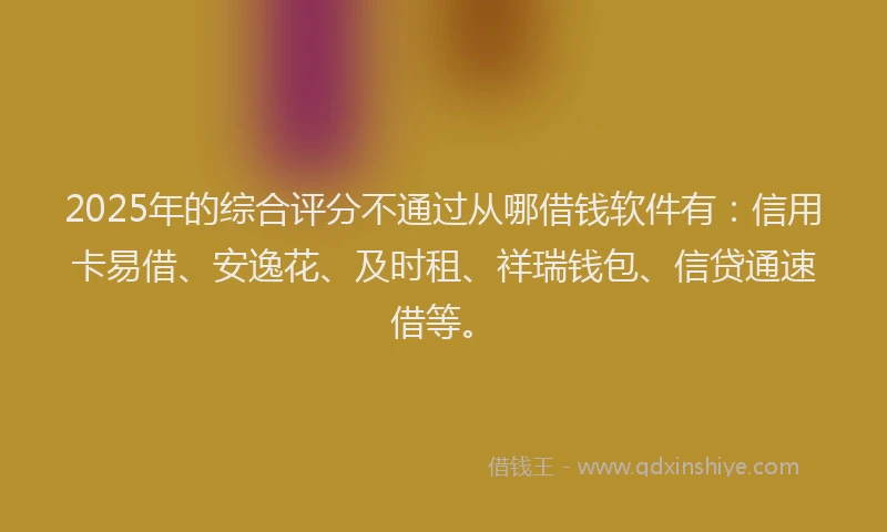2025年的综合评分不通过从哪借钱软件有：信用卡易借、安逸花、及时租、祥瑞钱包、信贷通速借等。