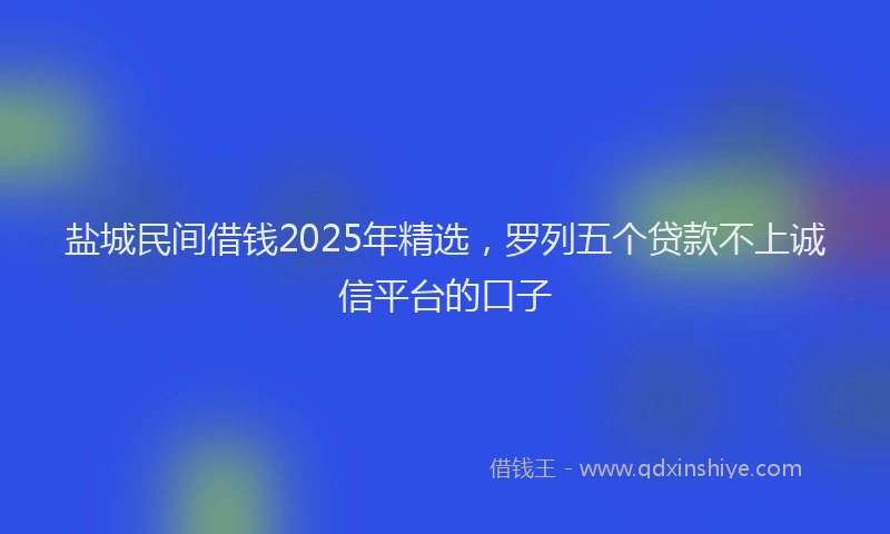 盐城民间借钱2025年精选，罗列五个贷款不上诚信平台的口子