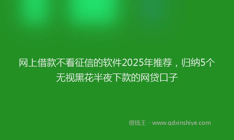 网上借款不看征信的软件2025年推荐，归纳5个无视黑花半夜下款的网贷口子
