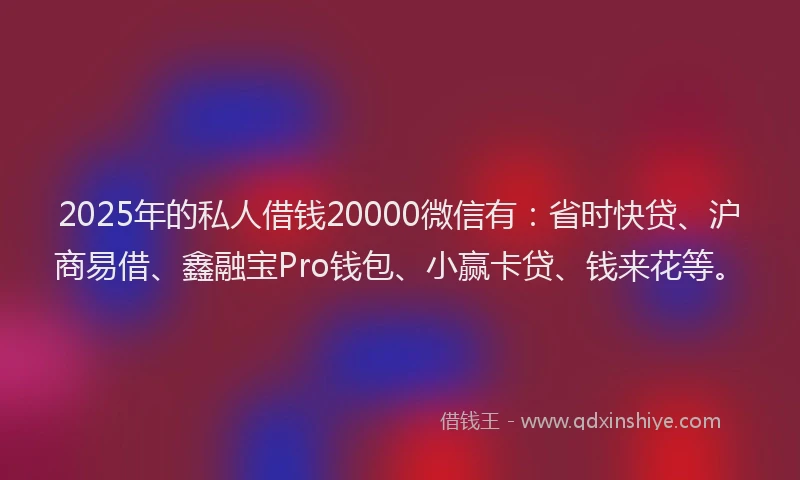 2025年的私人借钱20000微信有：省时快贷、沪商易借、鑫融宝Pro钱包、小赢卡贷、钱来花等。