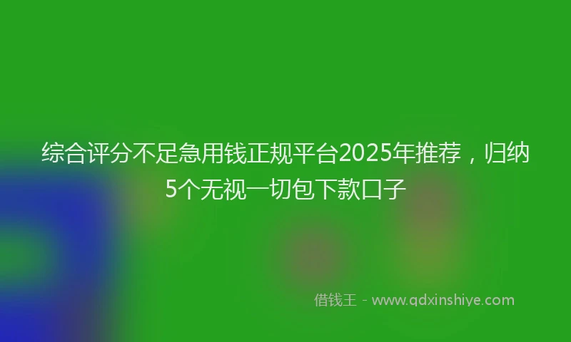 综合评分不足急用钱正规平台2025年推荐，归纳5个无视一切包下款口子