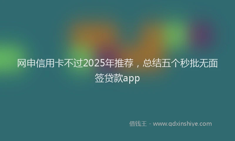 网申信用卡不过2025年推荐，总结五个秒批无面签贷款app
