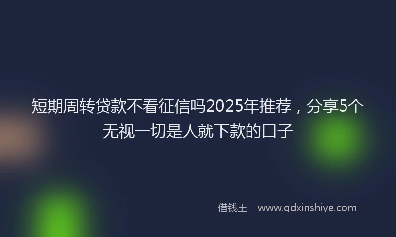 短期周转贷款不看征信吗2025年推荐，分享5个无视一切是人就下款的口子