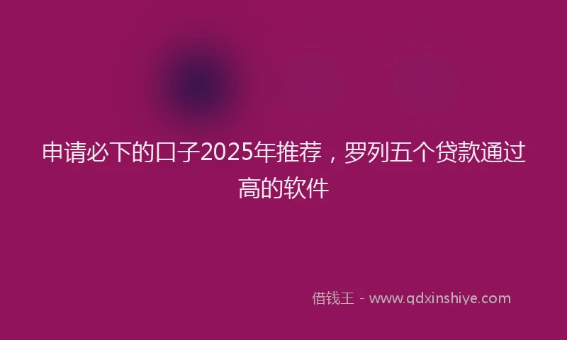 申请必下的口子2025年推荐，罗列五个贷款通过高的软件