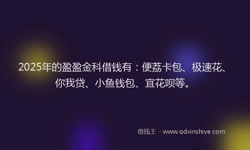 2025年的盈盈金科借钱有：便荔卡包、极速花、你我贷、小鱼钱包、宜花呗等。