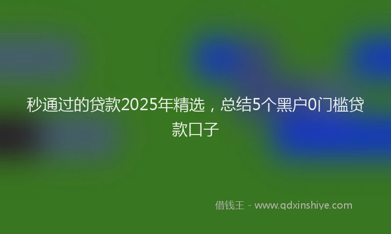 秒通过的贷款2025年精选，总结5个黑户0门槛贷款口子
