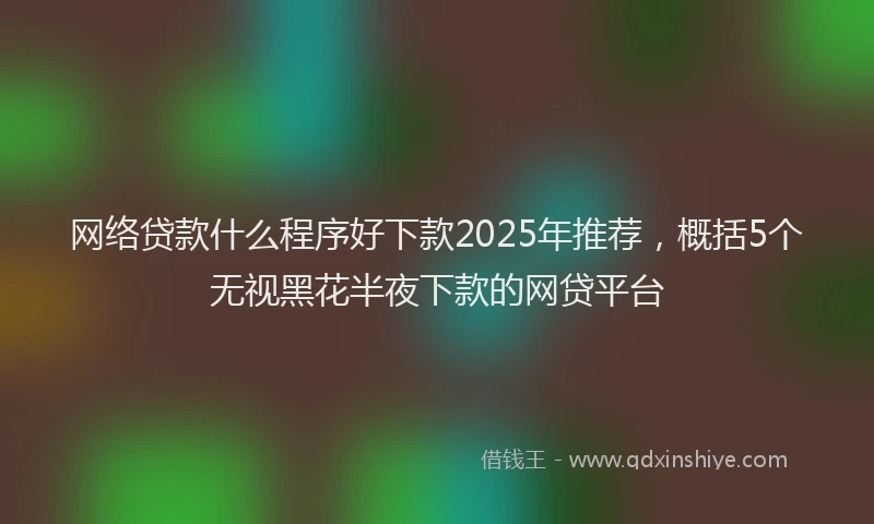 网络贷款什么程序好下款2025年推荐，概括5个无视黑花半夜下款的网贷平台