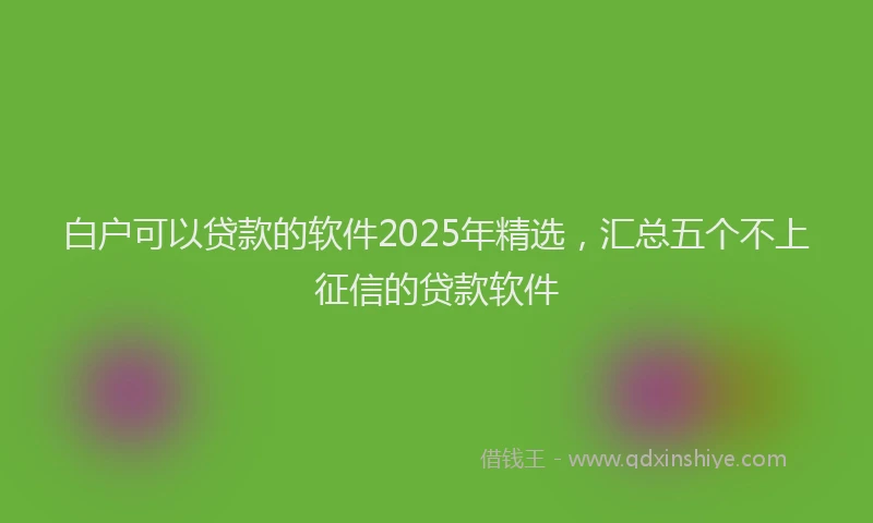 白户可以贷款的软件2025年精选，汇总五个不上征信的贷款软件