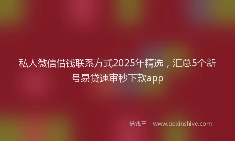 私人微信借钱联系方式2025年精选，汇总5个新号易贷速审秒下款app