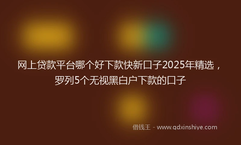 网上贷款平台哪个好下款快新口子2025年精选，罗列5个无视黑白户下款的口子