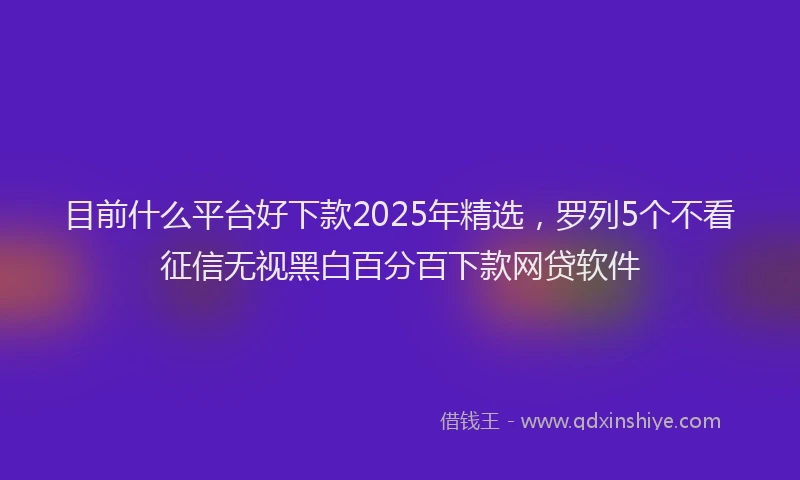 目前什么平台好下款2025年精选，罗列5个不看征信无视黑白百分百下款网贷软件
