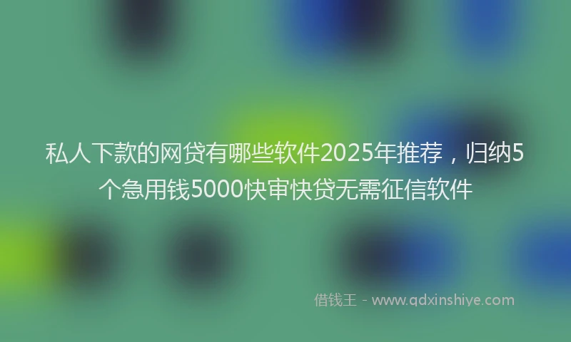 私人下款的网贷有哪些软件2025年推荐，归纳5个急用钱5000快审快贷无需征信软件