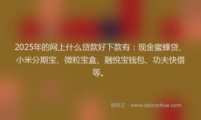 2025年的网上什么贷款好下款有：现金蜜蜂贷、小米分期宝、微粒宝盒、融悦宝钱包、功夫快借等。
