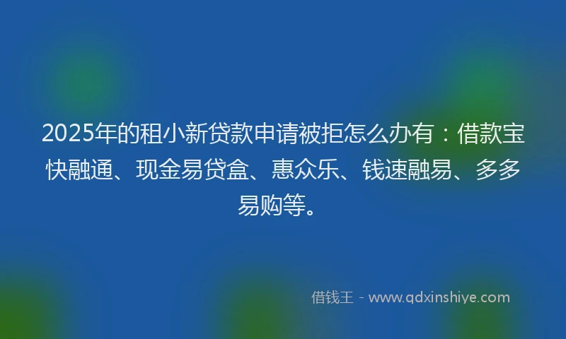 2025年的租小新贷款申请被拒怎么办有：借款宝快融通、现金易贷盒、惠众乐、钱速融易、多多易购等。
