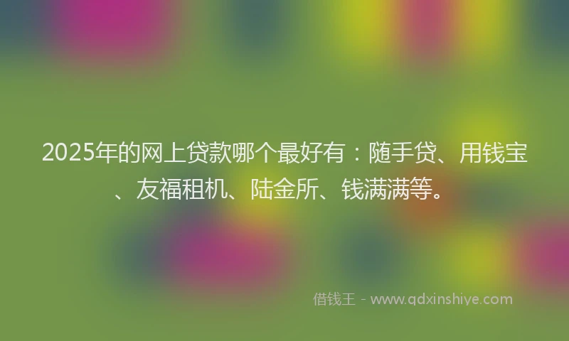 2025年的网上贷款哪个最好有：随手贷、用钱宝、友福租机、陆金所、钱满满等。