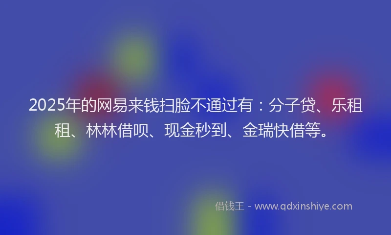2025年的网易来钱扫脸不通过有：分子贷、乐租租、林林借呗、现金秒到、金瑞快借等。
