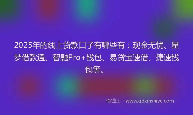 2025年的线上贷款口子有哪些有：现金无忧、星梦借款通、智融Pro+钱包、易贷宝速借、捷速钱包等。