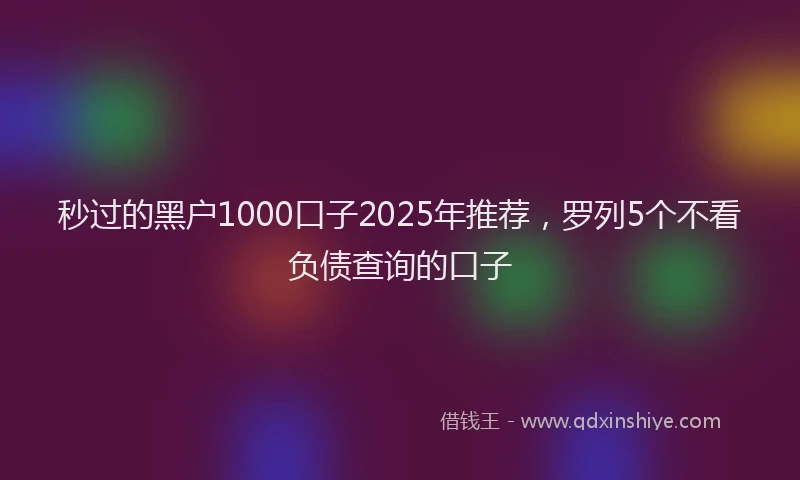 秒过的黑户1000口子2025年推荐，罗列5个不看负债查询的口子
