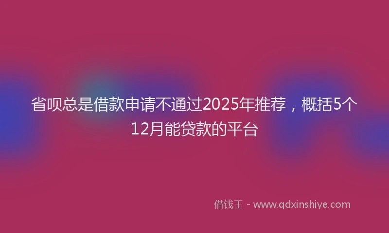 省呗总是借款申请不通过2025年推荐，概括5个12月能贷款的平台