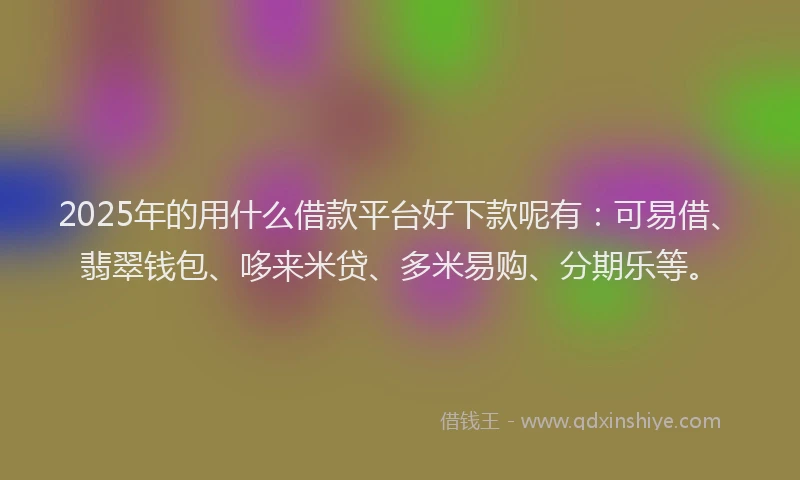 2025年的用什么借款平台好下款呢有：可易借、翡翠钱包、哆来米贷、多米易购、分期乐等。