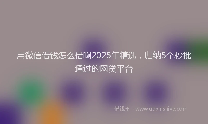 用微信借钱怎么借啊2025年精选，归纳5个秒批通过的网贷平台